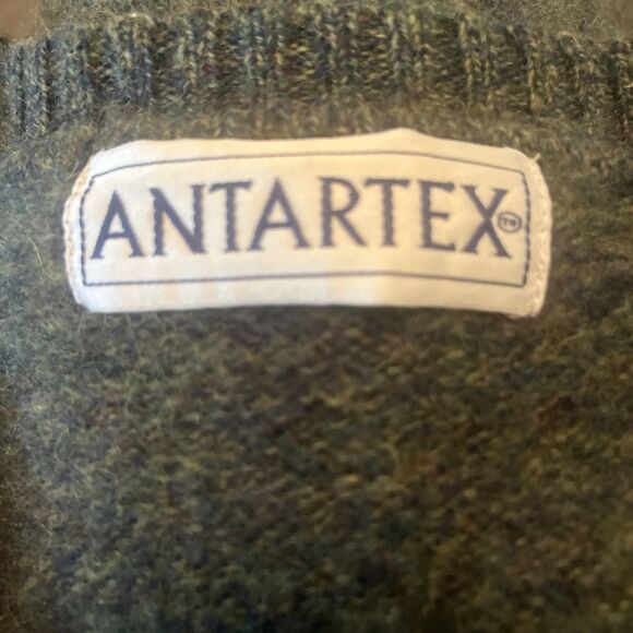 ANTARTEX Men’s Wool V-Neck Sweater Green/Grey Vintage Classic Size XL - Picture 11 of 13